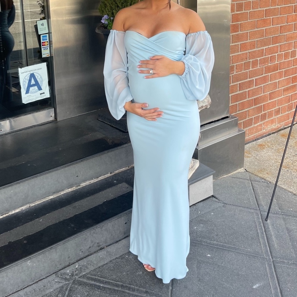 Elegant Off-Shoulder Blue Dress